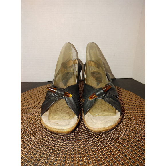 Dansko Leather Peep Toe Wedge Heels Size 37 - Picture 3 of 7